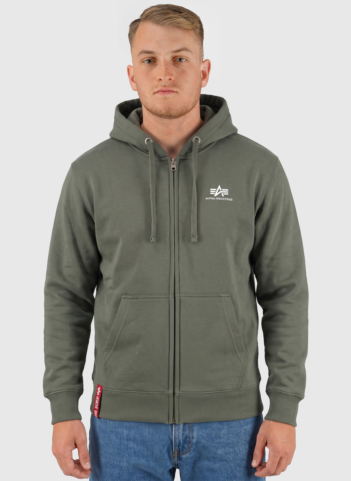 Basic Zip Hoodie -  Dark Olive