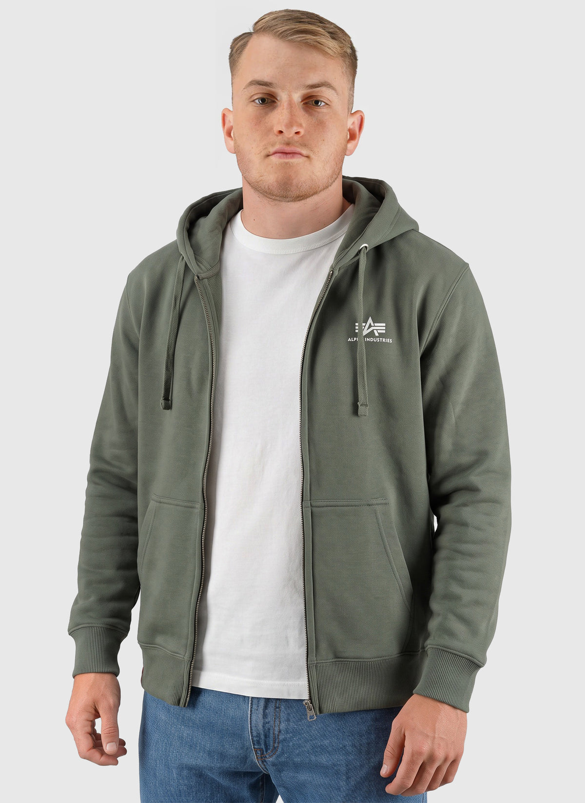 Basic Zip Hoodie -  Dark Olive