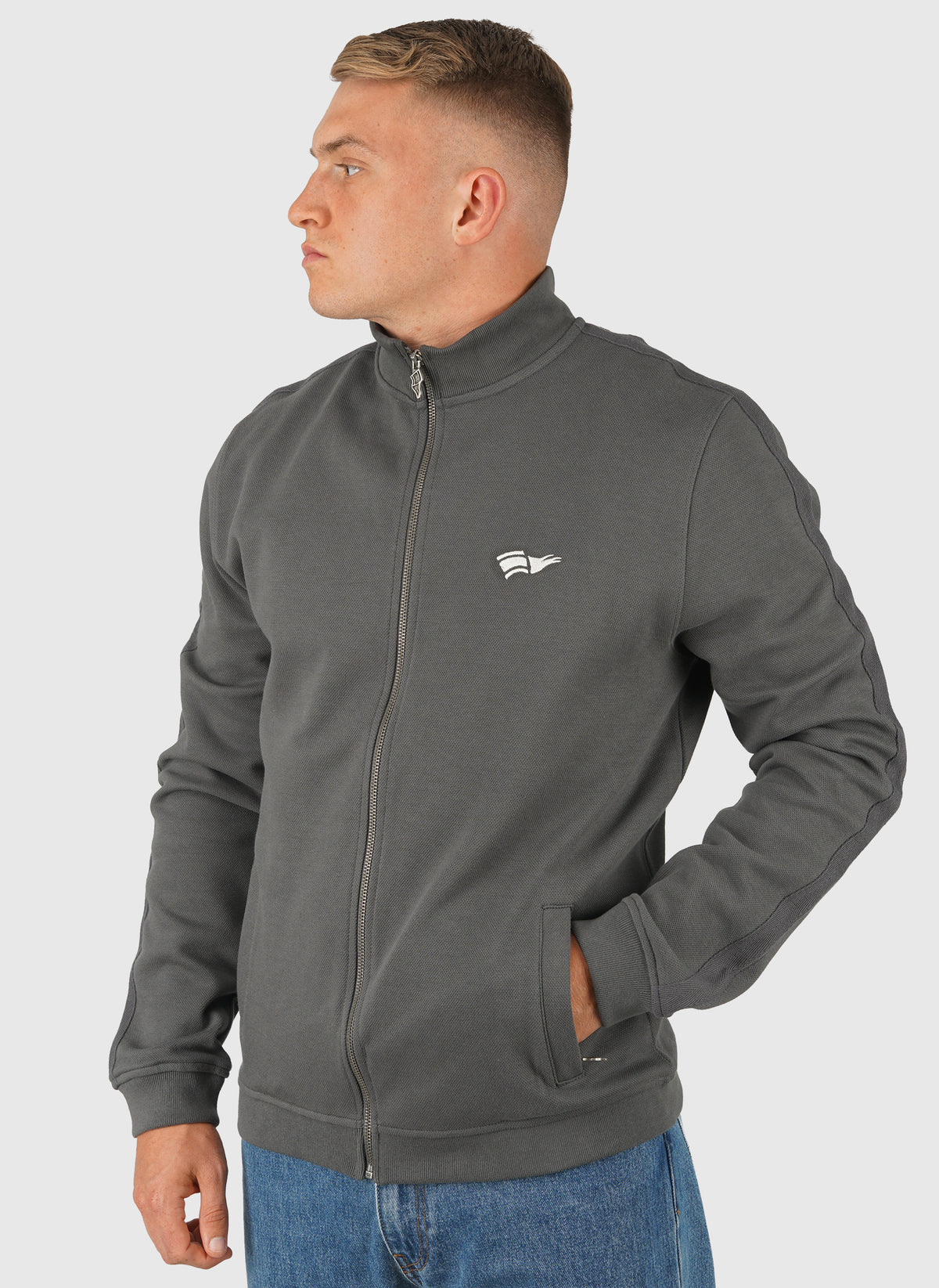 Dreierhopp Pique Full Zip - Gunmetal