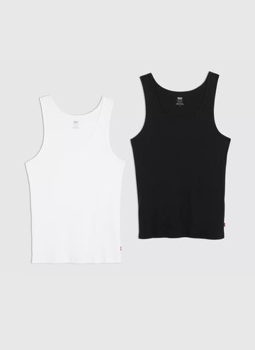Two Pack Rib Tank Top - White/Black