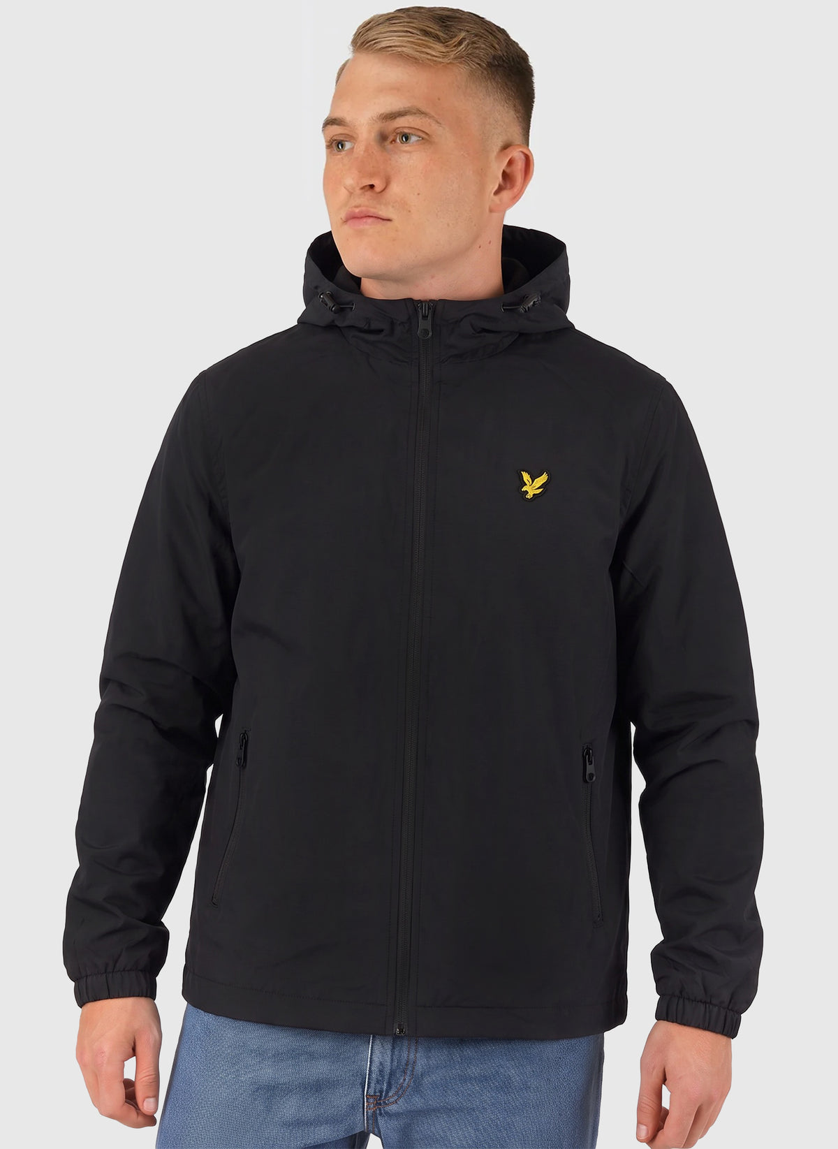 Taped Zip Through Jacket - Jet Black