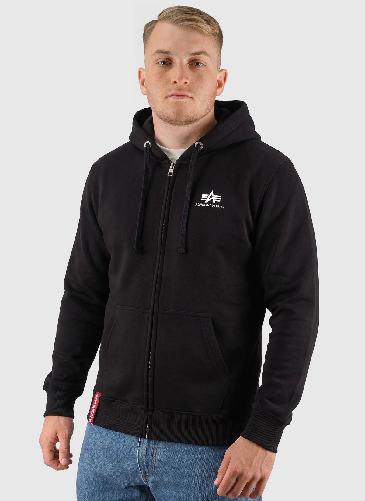 Basic Zip Hoodie -  Black
