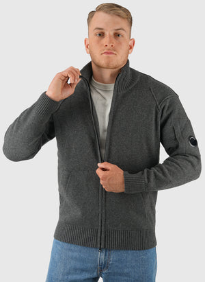 Lambswool Full Zip Sweatshirt - Dark Shadow