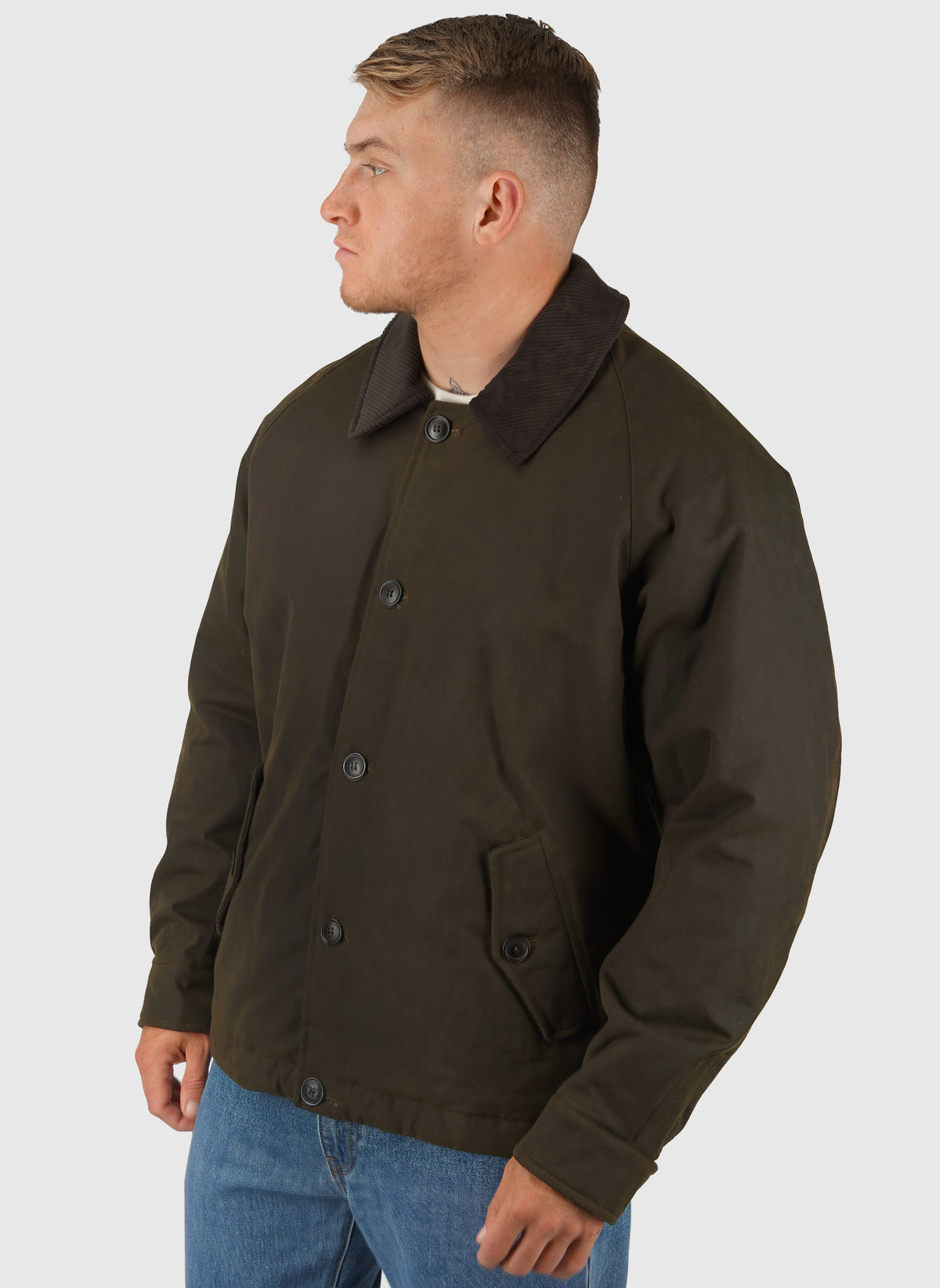 Waxed Cotton Deck Jacket - Deep Moss