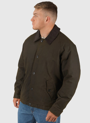 Waxed Cotton Deck Jacket - Deep Moss