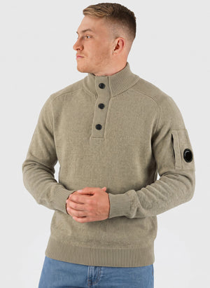 Lambswool Half Button Sweatshirt - Fallen Rock
