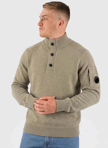 Lambswool Half Button Sweatshirt - Fallen Rock