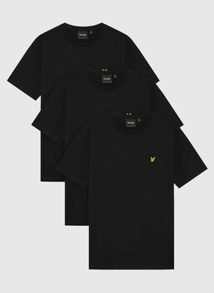 3-Pack Plain T-Shirt - Jet Black