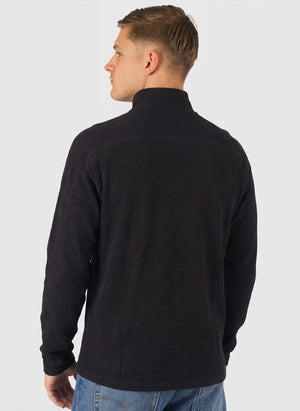 Teno Cotton Military Rib Zip Cardigan - Black