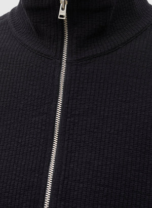 Teno Cotton Military Rib Zip Cardigan - Black
