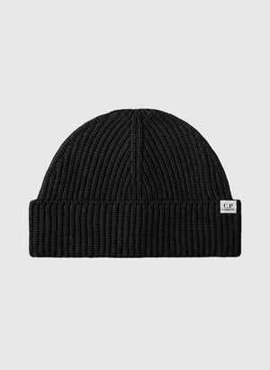 Extra Fine Merino Wool Knit Beanie - Black