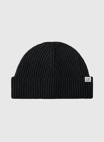 Extra Fine Merino Wool Knit Beanie - Black