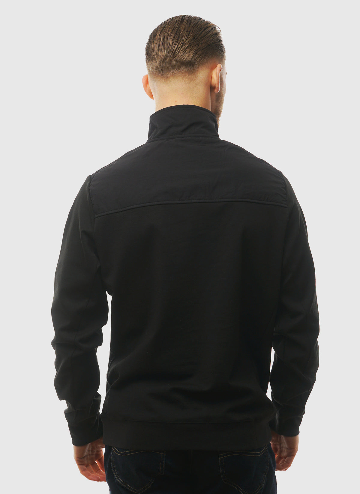 Panelled Hybrid 1/4 Zip - Black Ice