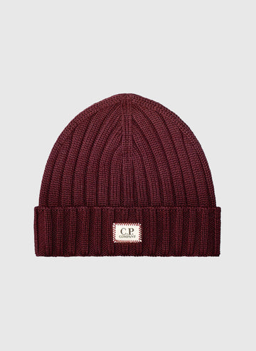 Extra Fine Merino Wool Logo Beanie - Andorra Red