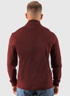 Stretch Piquet 1/2 Zip Long Sleeve Polo - Andorra Red