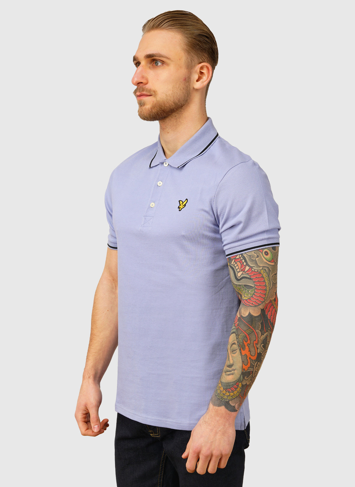 Tipped Poloshirt - Bubble Blue/Jet Black