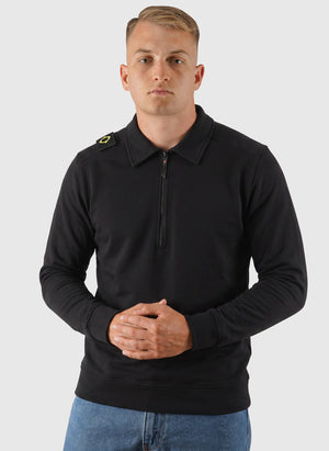 Spread Collar Sweatshirt - Jet Black