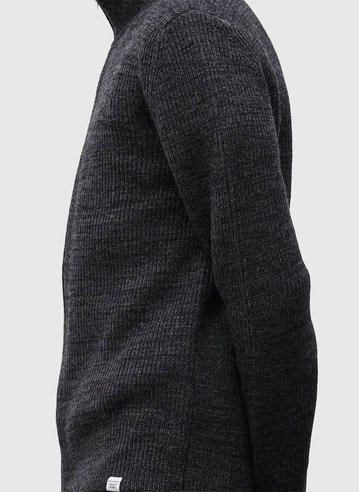 Hagen Wool Rib Full Zip Jacket - Dark Grey Melange