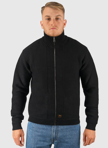Knitted Zip Jacket - Black