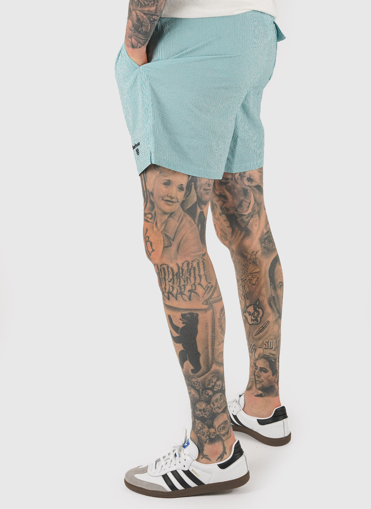 Somerset Pinstripe Short - Light Teal