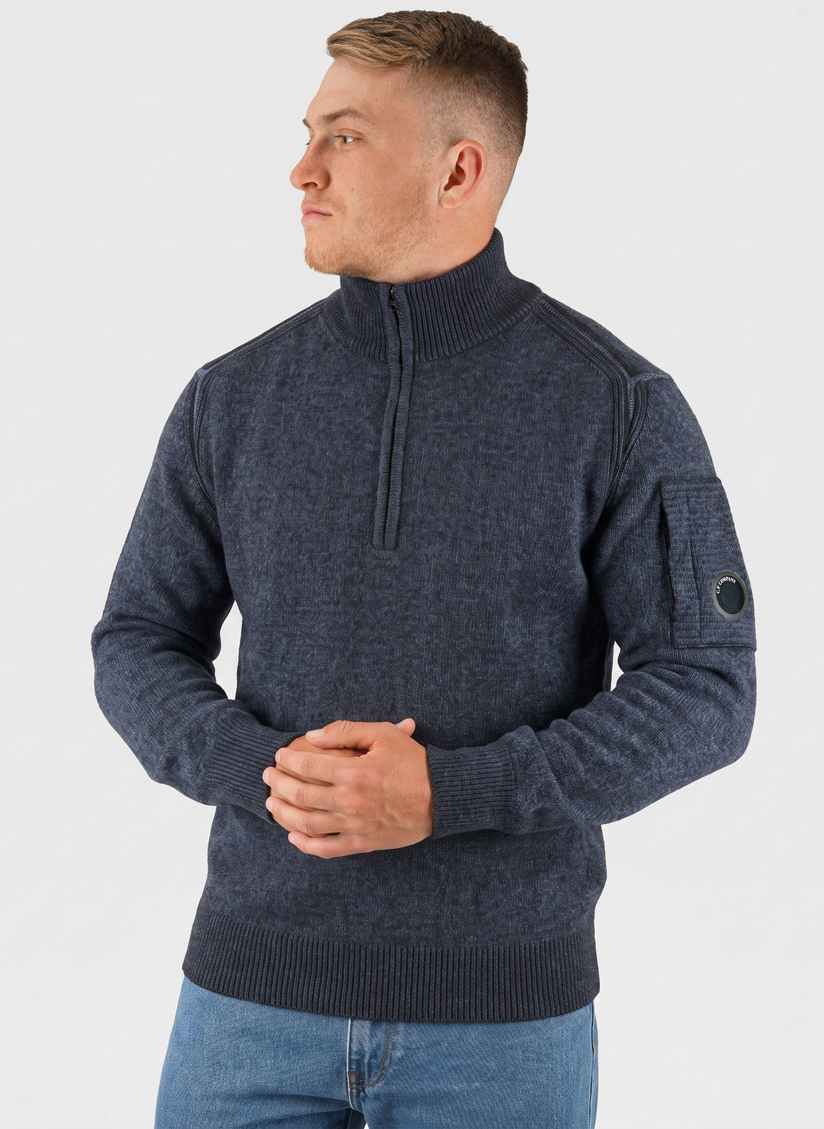 Fleece Knit Half Zip Sweatshirt - Orion Blue