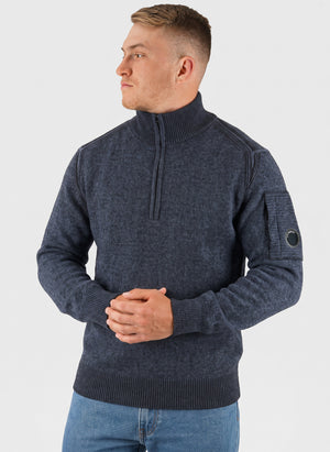 Fleece Knit Half Zip Sweatshirt - Orion Blue