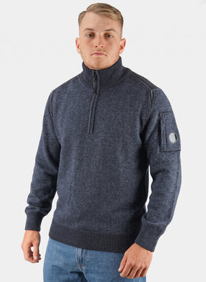 Fleece Knit Half Zip Sweatshirt - Orion Blue
