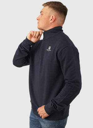 Half Zip Mock Neck - Navy