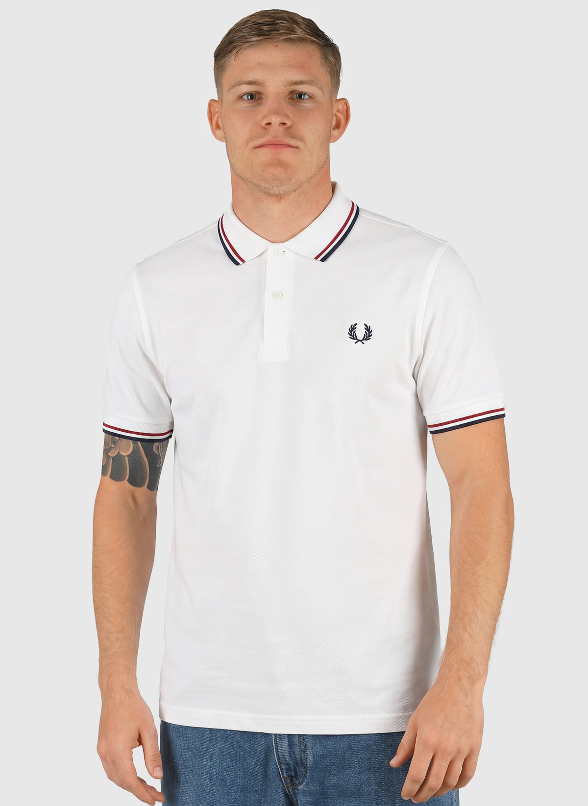 Twin Tipped Poloshirt M3600 - Snow White/Burnt Red/Navy