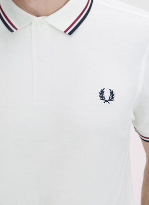 Twin Tipped Poloshirt M3600 - Snow White/Burnt Red/Navy