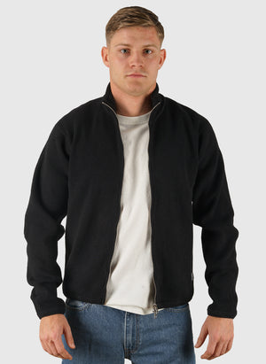Teno Military Rib Zip Cardigan - Black