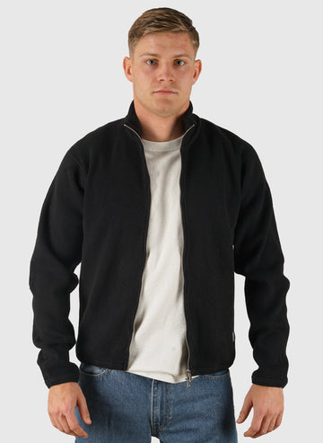 Teno Military Rib Zip Cardigan - Black