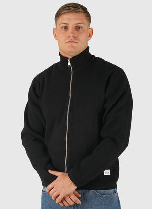 Teno Military Rib Zip Cardigan - Black