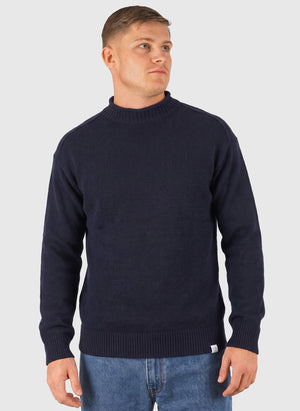 Sagvatnet Wool Roll Neck Sweater - Dark Navy