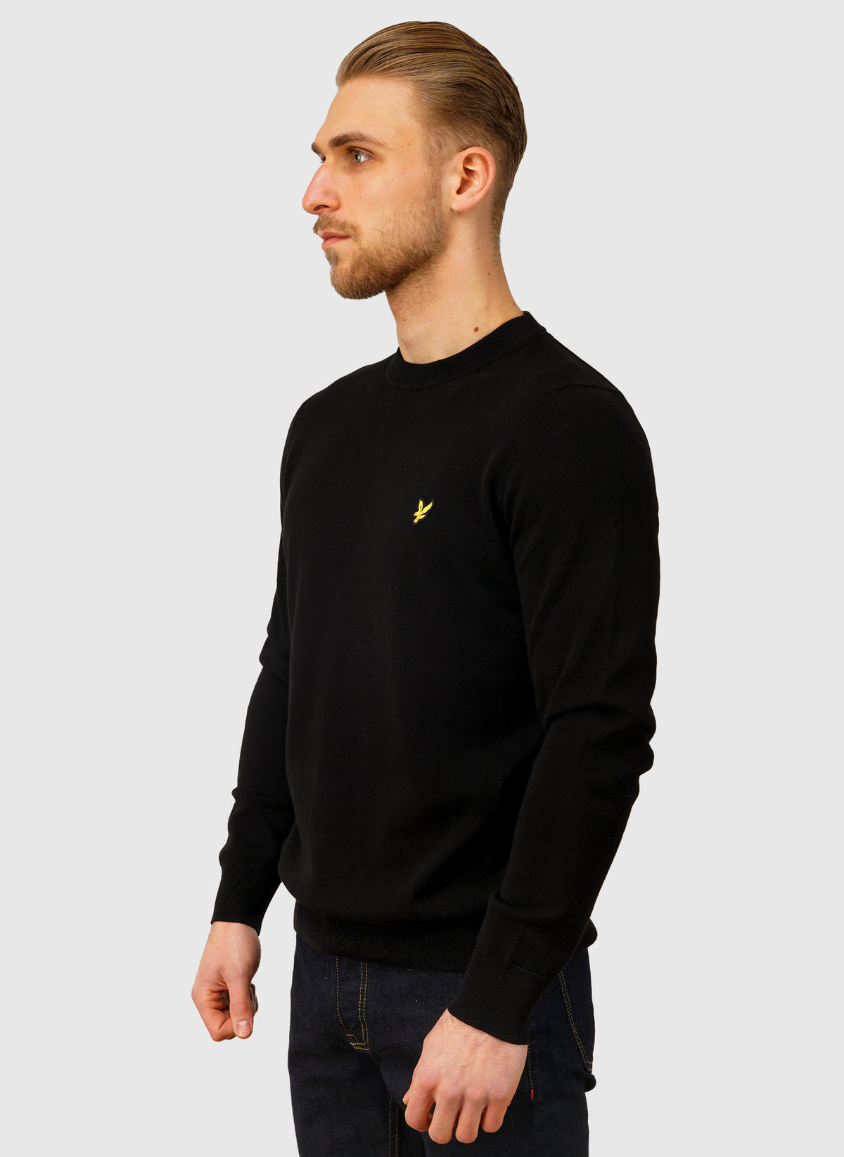 Cotton Crew Neck Jumper - Jet Black