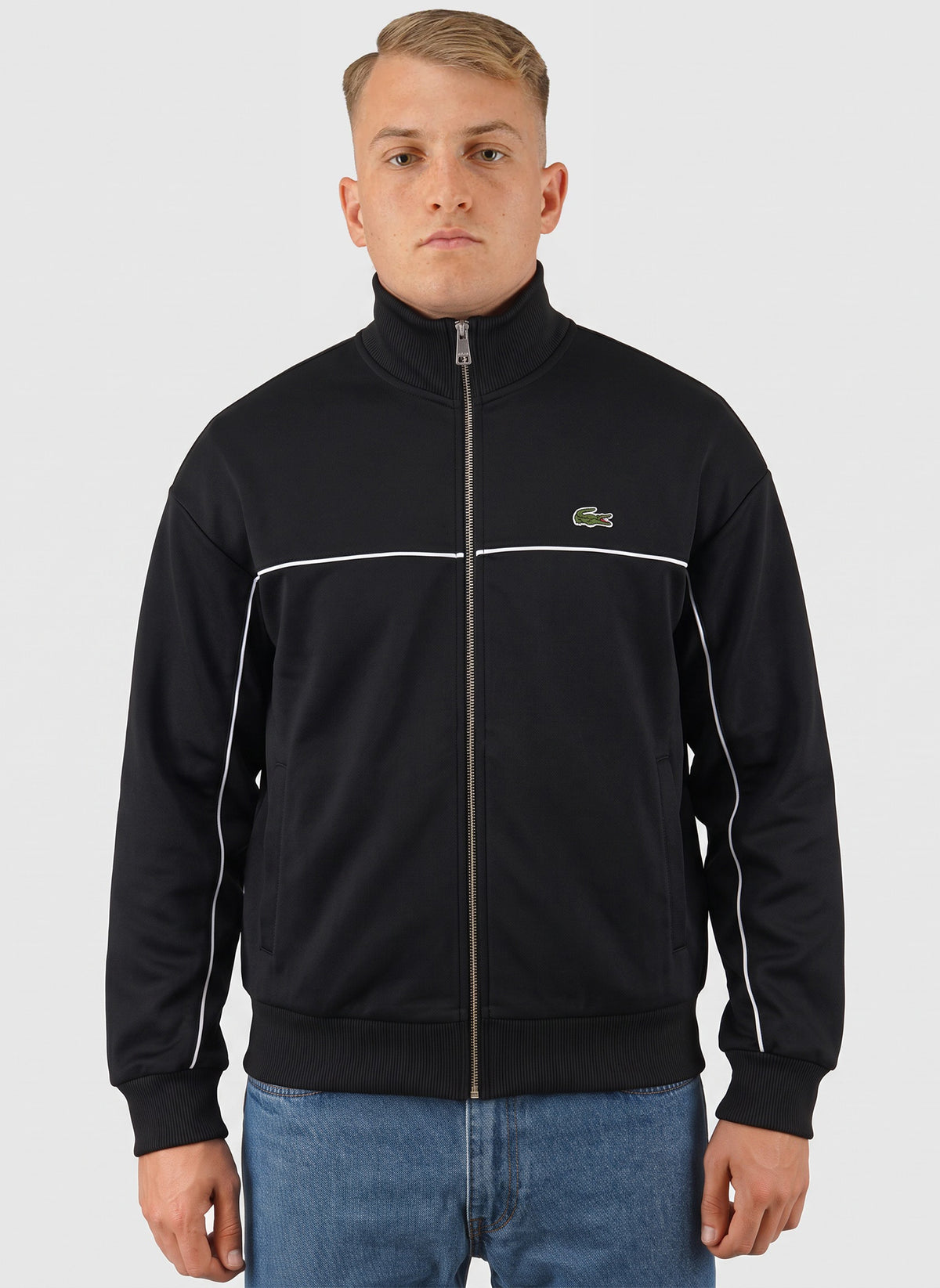 Piqué Zipped Sweatshirt - Black