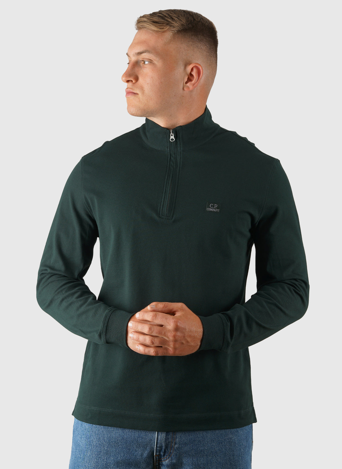 Stretch Piquet 1/2 Zip Long Sleeve Polo - Ponderosa Pine