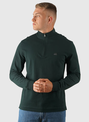 Stretch Piquet 1/2 Zip Long Sleeve Polo - Ponderosa Pine