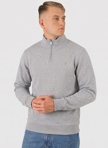 Arnold 1/4 Zip Sweatshirt - Light Grey Marl