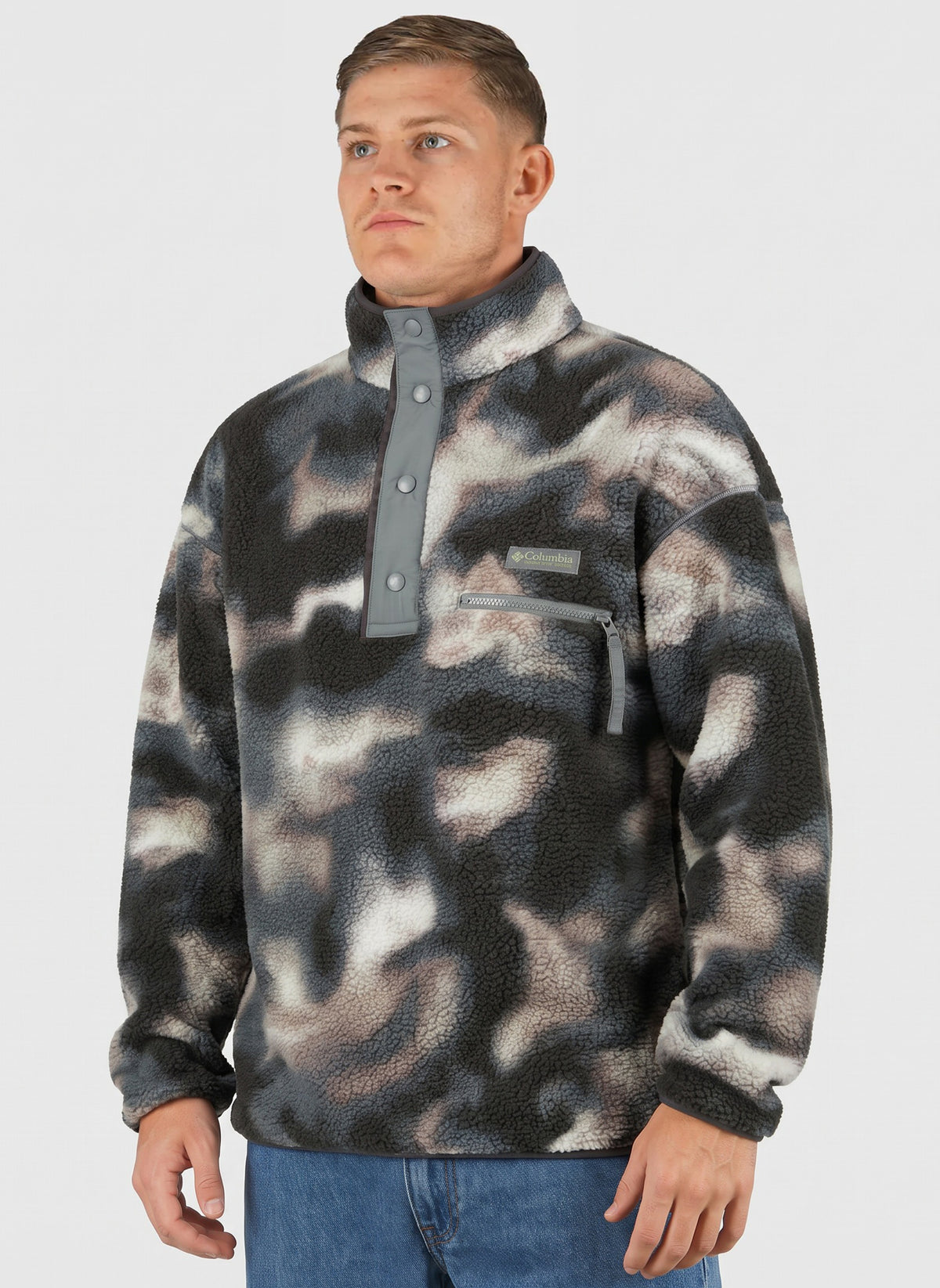 Helvetia II Printed Half Snap Fleece - Sedona Sage Dyeflow