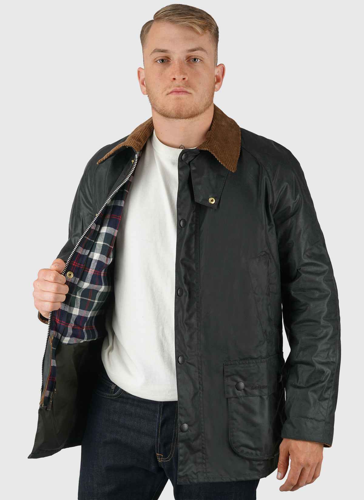 Festive Ashby Wax Jacket - Sage/Evergreen
