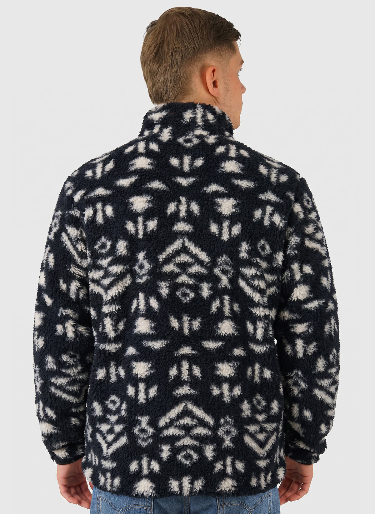 Winter Pass Reversible Fleece - Black Geostripe