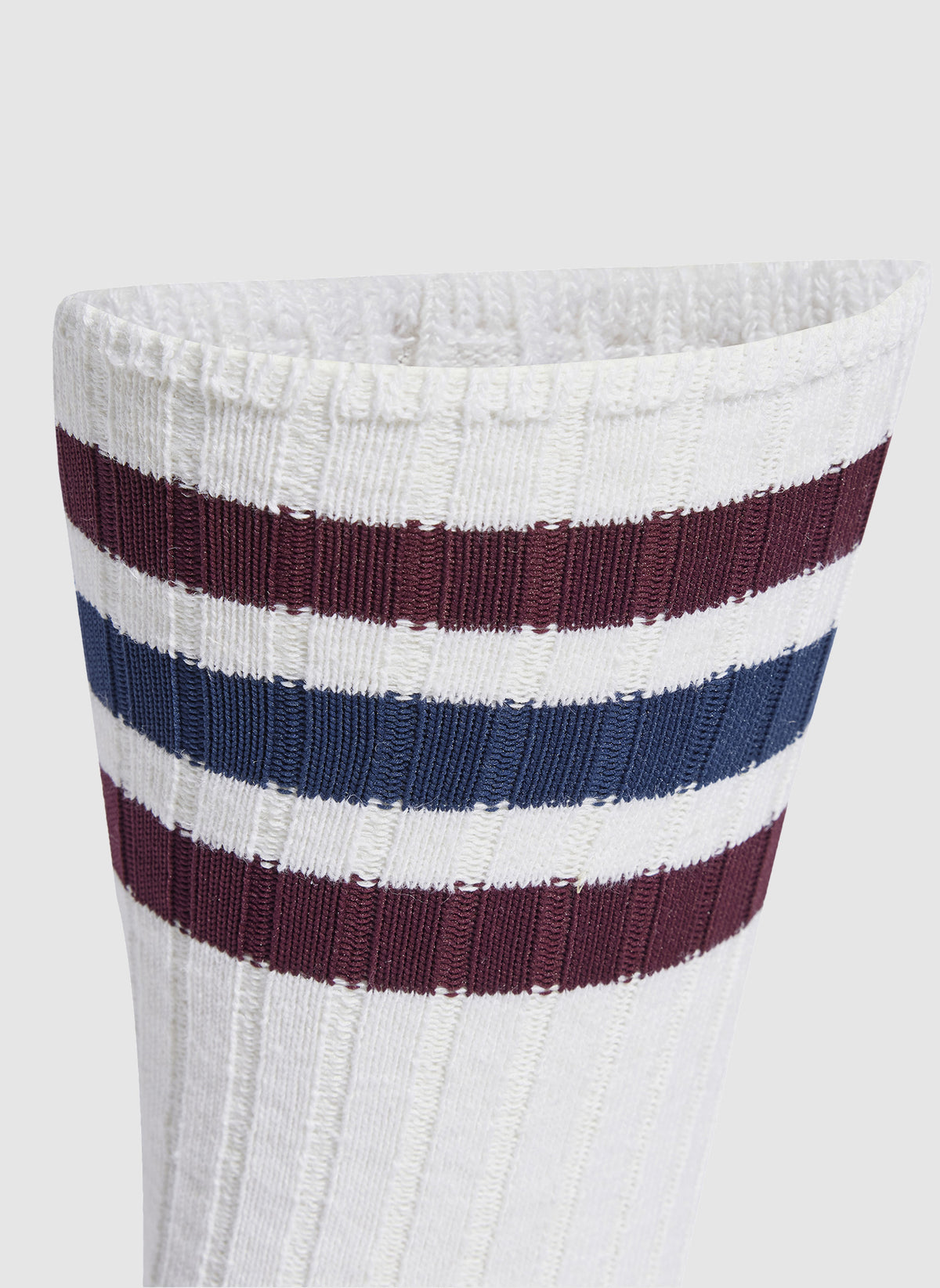 Three Pack Rib Socks - White/Maroon