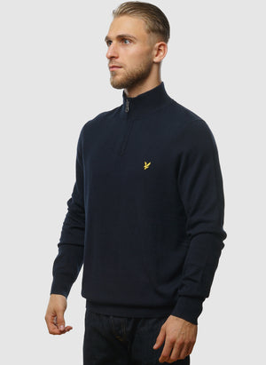 1/4 Zip Cotton Merino Jumper - Dark Navy