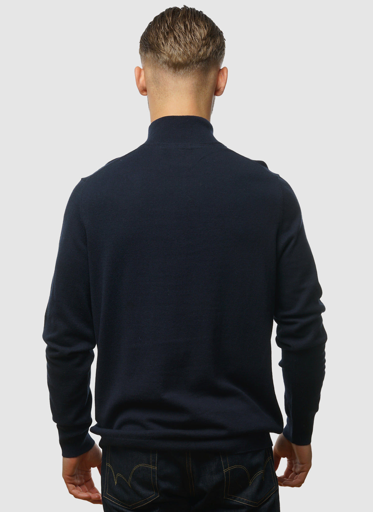 1/4 Zip Cotton Merino Jumper - Dark Navy