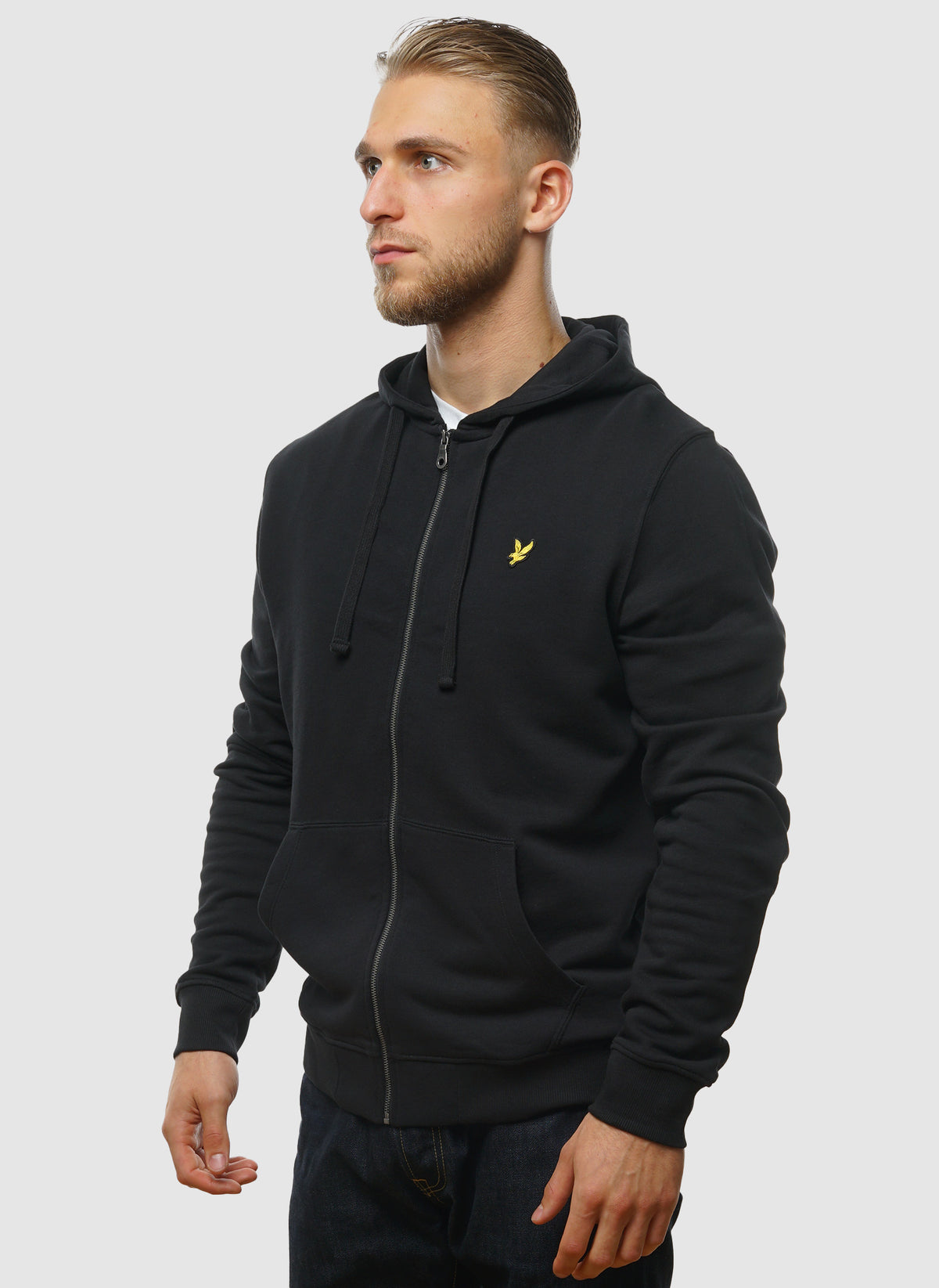 Zip Through Hoodie - Jet Black