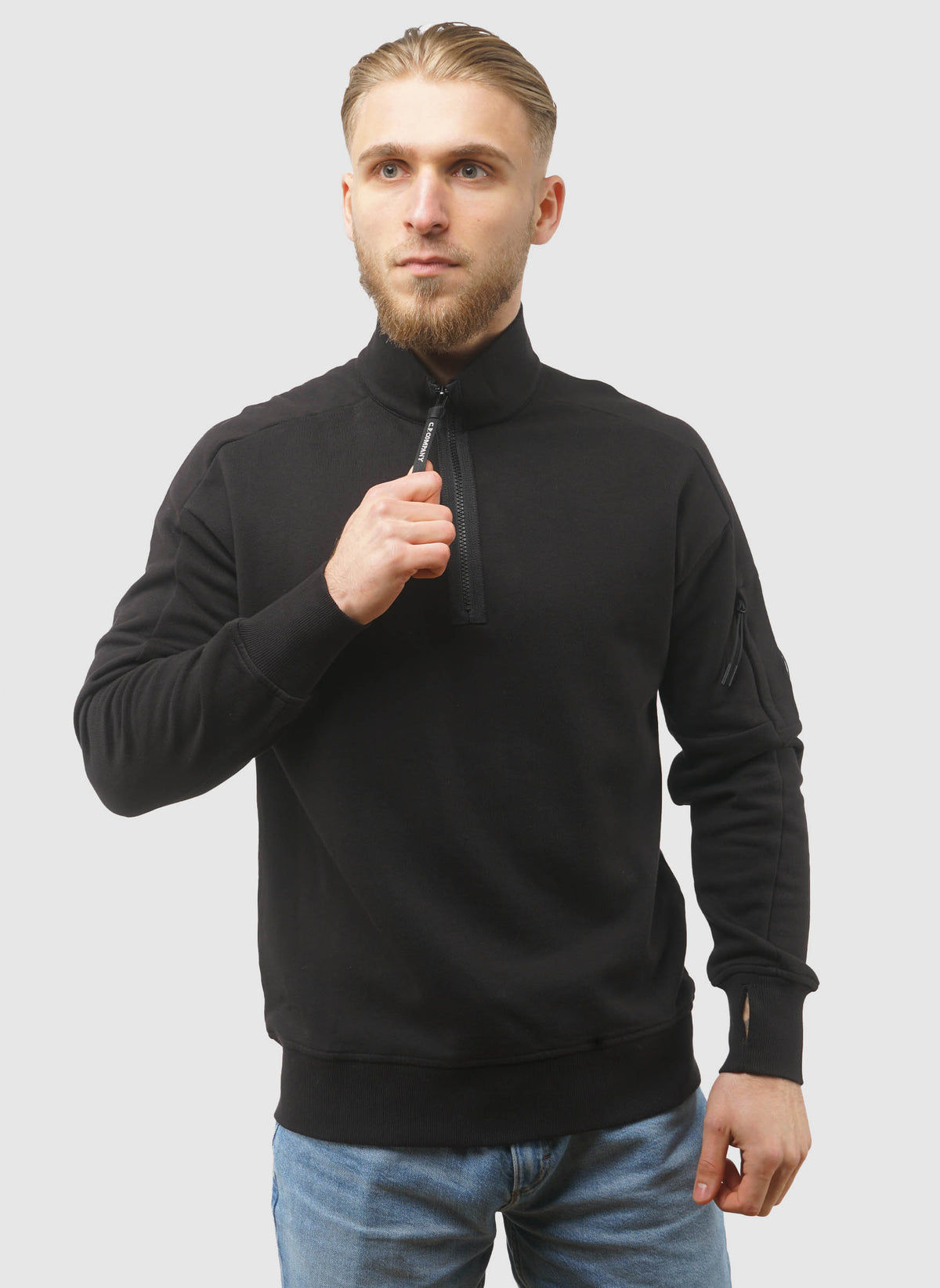 Half-Zip Fleece Lens Sweatshirt - Black