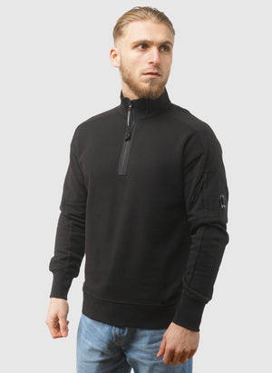 Half-Zip Fleece Lens Sweatshirt - Black