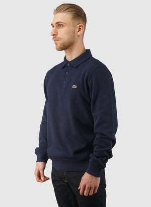 Ribbed Cotton Polo - Navy Blue