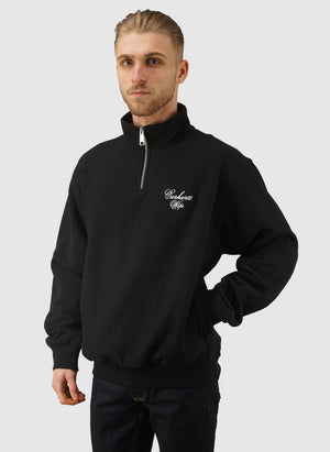 Longhand Half Zip Sweatshirt - Black/White